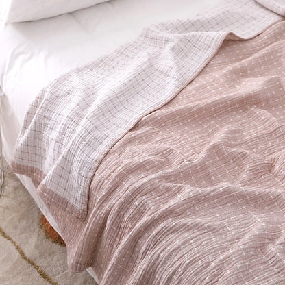 Cozy Cotton Checkered Blanket - Soft And Comfortable For Everyday Use