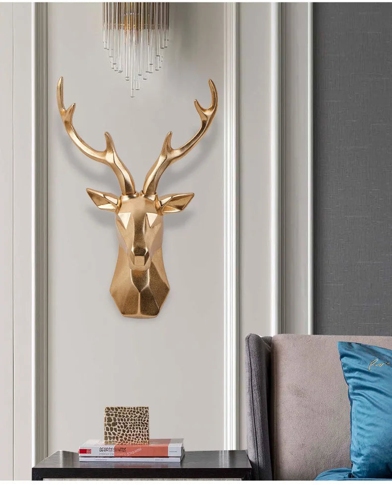 3D Gold Deer Head Wall Art for a Luxe Ambiance
