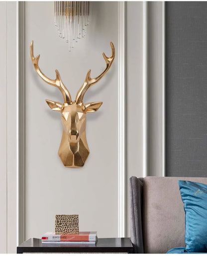 3D Gold Deer Head Wall Art for a Luxe Ambiance
