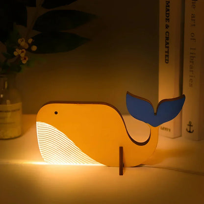 Wooden Animal-Themed LED Table Lamp