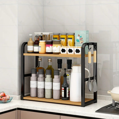 Stainless Steel & Wood Kitchen Storage Rack