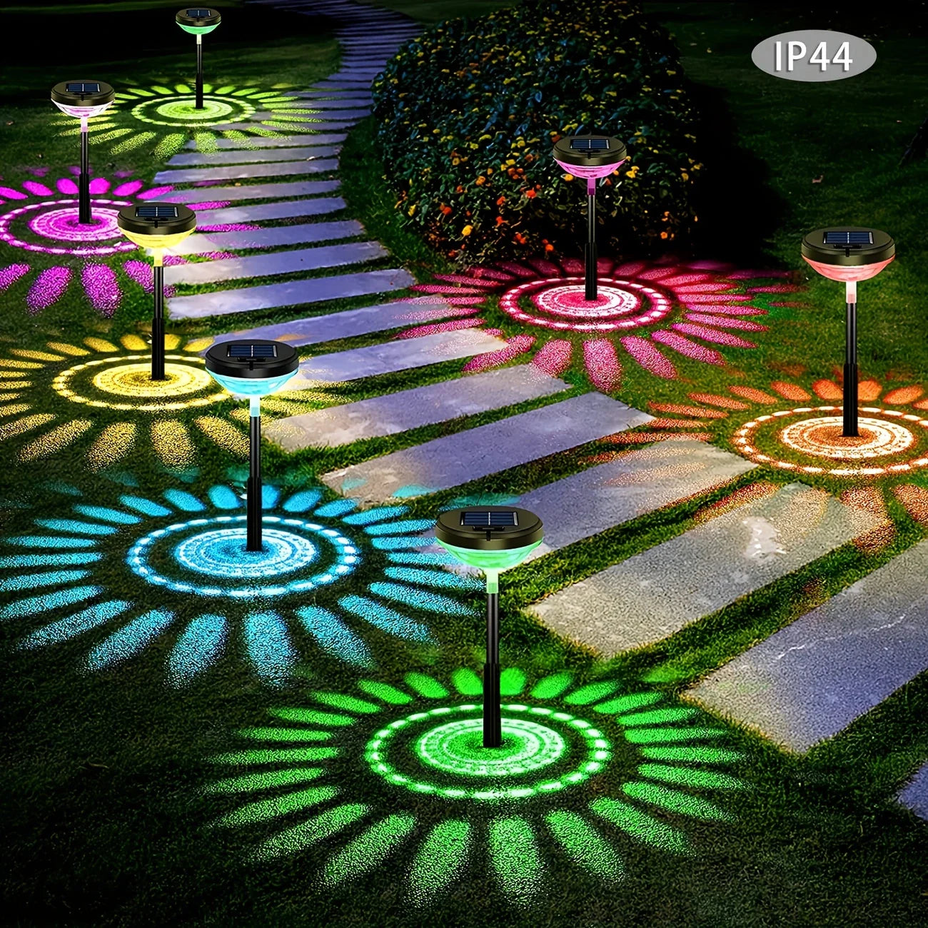 Solar LED Garden Lamp with Color-Changing Light – Outdoor Lighting with Floral Pattern