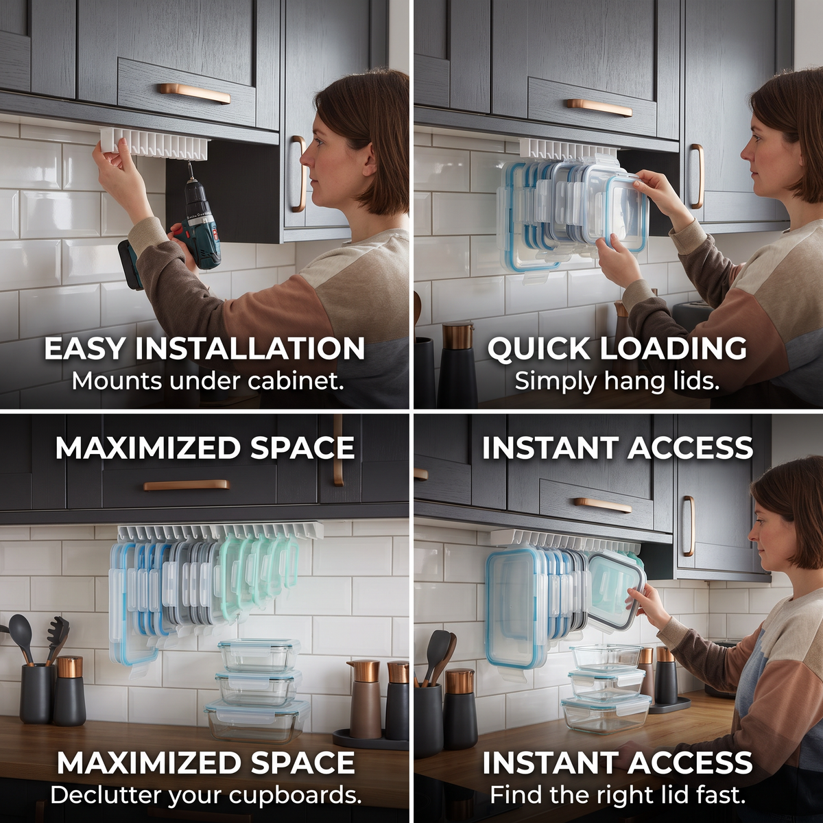 Space-Saving Tupperware Lid Organizer Rack