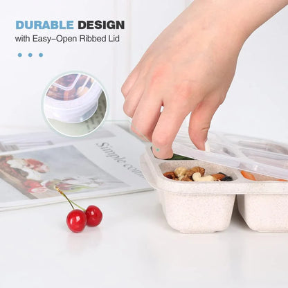 Bento-Style 4-Compartment Meal Prep Containers – Set of 4 Reusable Food Storage Boxes