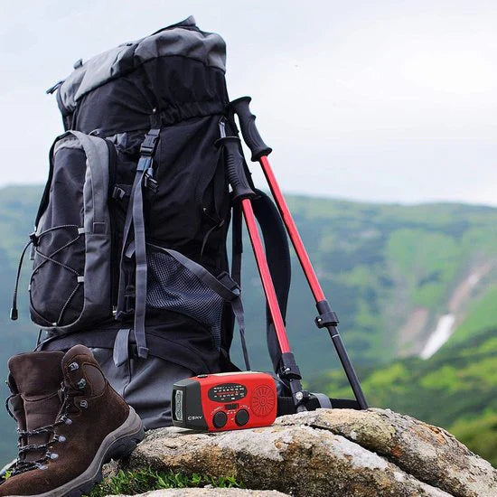 Solar-Powered Emergency Radio with Hand Crank - Portable Dynamo Radio with Power Bank and LED Flashlight