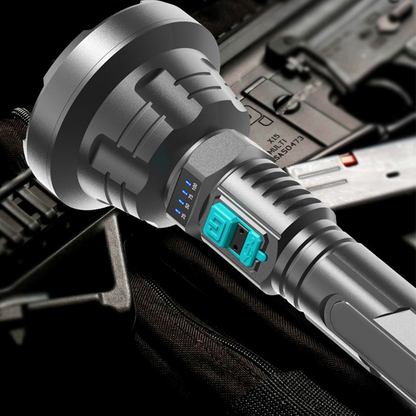 90000LM LED Searchlight – High-Powered Tactical Torch with USB Charging for Outdoor and Emergency Use