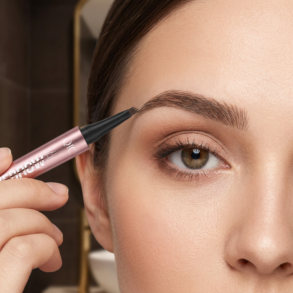 3D Natural-Looking Brow Pen – Waterproof 4-Tip Eyebrow Pencil