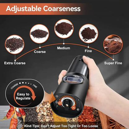 Sleek Electric Salt & Pepper Grinder Set – USB Rechargeable & Adjustable Coarseness
