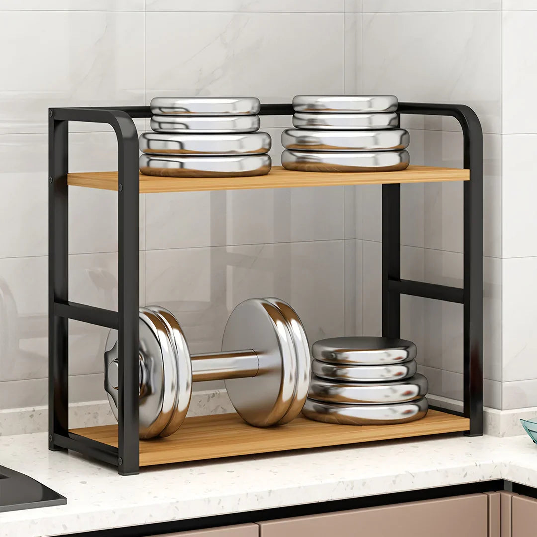 Stainless Steel & Wood Kitchen Storage Rack