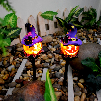 Solar Halloween Lights – LED Garden Lights with Pumpkin and Witch Motifs for Outdoor Decoration