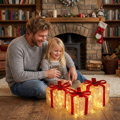 Glowing LED Christmas Gift Box Decoration Set