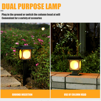 Solar LED Garden Light – Large Square Lamp with Warm Glow and Dual Functionality