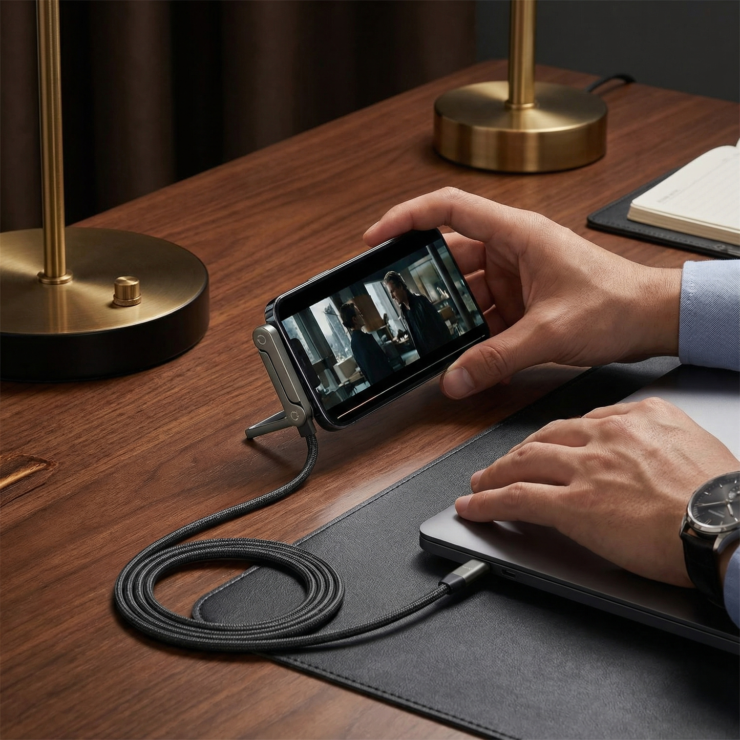 2-in-1 Foldable Fast Charging Cable & Phone Stand