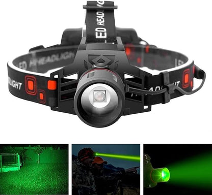 Rechargeable LED Headlamp with White, Red, and Green Modes – USB Rechargeable Headlight with Powerful Battery