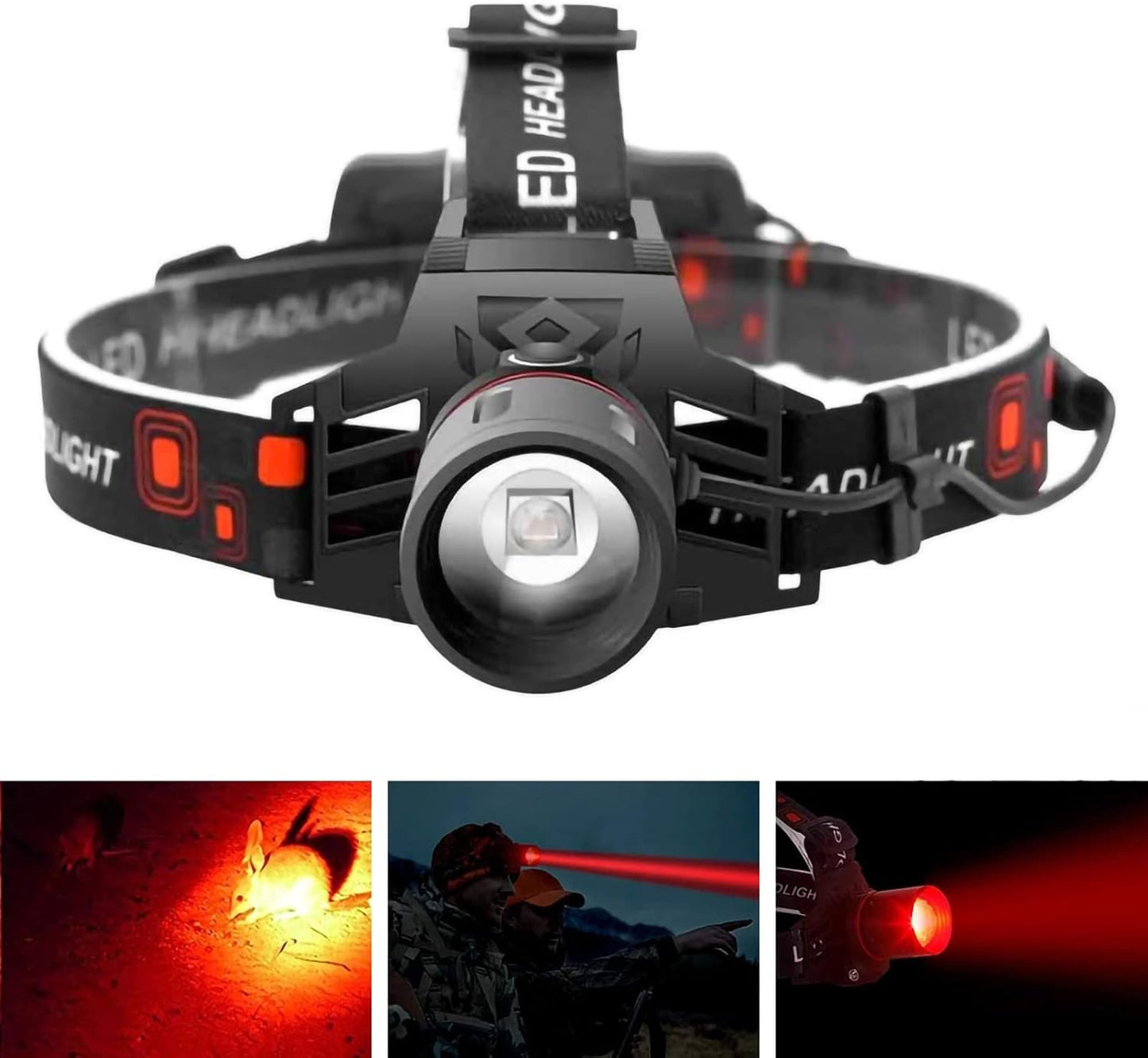 Rechargeable LED Headlamp with White, Red, and Green Modes – USB Rechargeable Headlight with Powerful Battery