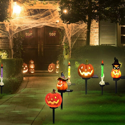 Solar Halloween Lights – LED Garden Lights with Pumpkin and Witch Motifs for Outdoor Decoration