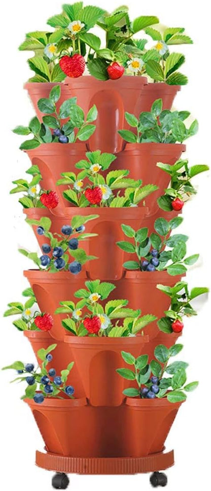 6-Tier Vertical Plant Tower - Space-Saving 3D Flower Display System for Garden