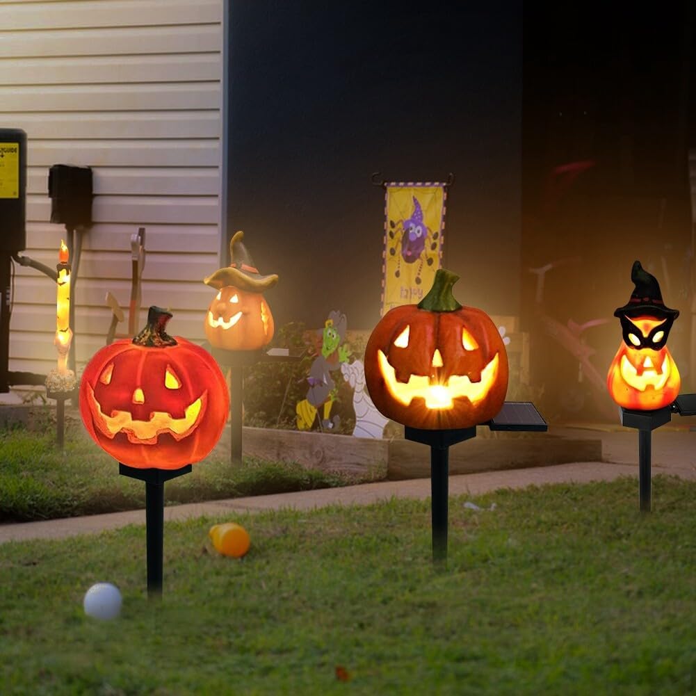 Solar Halloween Lights – LED Garden Lights with Pumpkin and Witch Motifs for Outdoor Decoration