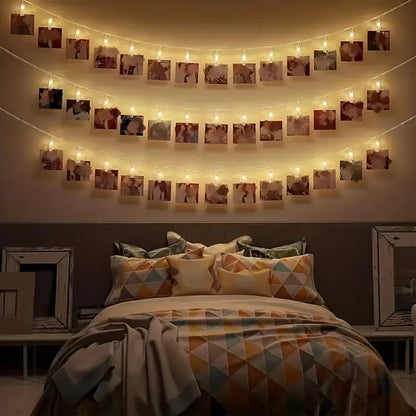 LED Photo Clip String Lights with Battery Power – Colour-Changing Lights for Displaying Photos and Decoration