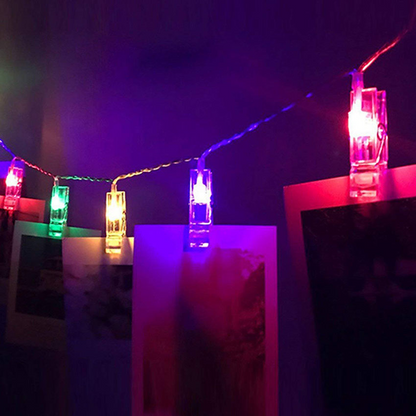 LED Photo Clip String Lights with Battery Power – Colour-Changing Lights for Displaying Photos and Decoration