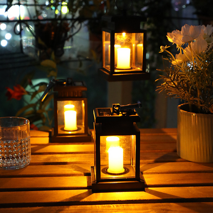 Solar LED Lantern with Hanging Clip and Light Wire – Waterproof Outdoor Lighting for Patio and Balcony