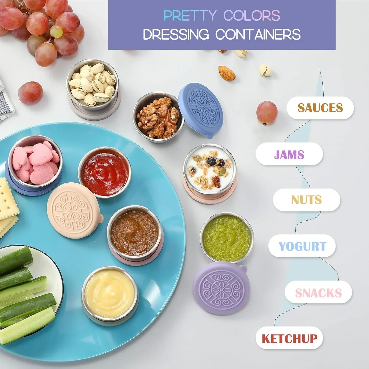 Airtight Stainless Steel Sauce Jars (Set of 6)