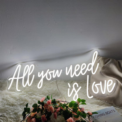 LED Neon Sign 'Love is All You Need' – Decorative Wall Light for Indoor Spaces