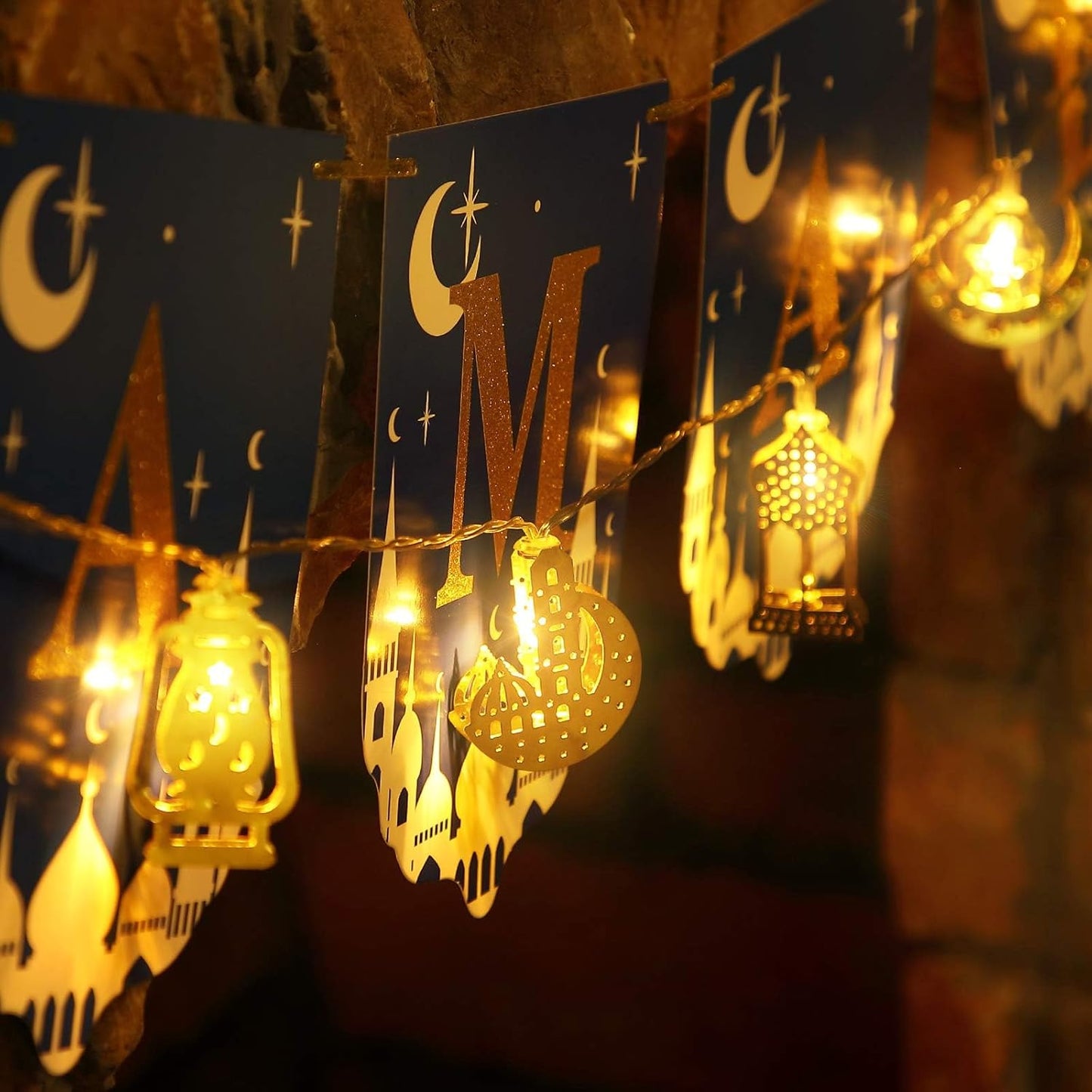 Colourful Led Fairy Lights - Decorative Lights with Moon and Lantern Motifs for the Home and Garden