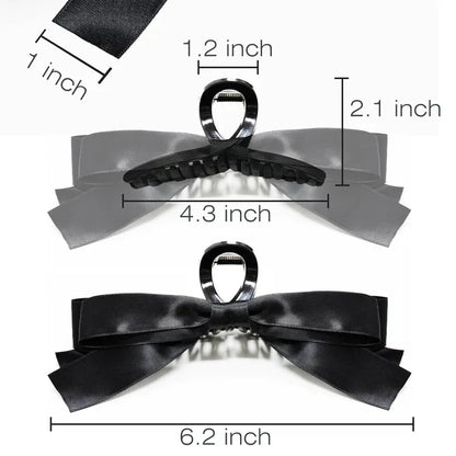 Elegant Satin Bow Hair Claw Clips