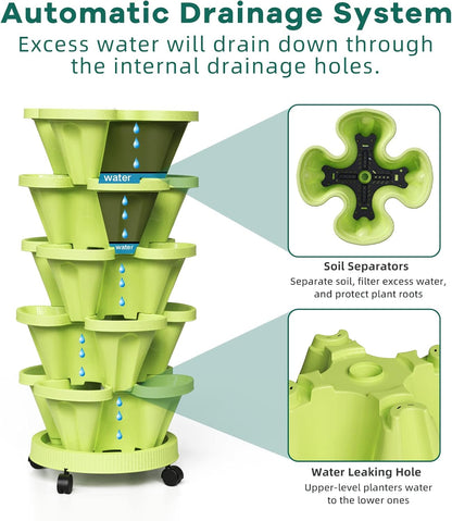 6-Tier Vertical Plant Tower - Space-Saving 3D Flower Display System for Garden