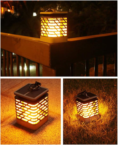 Solar LED Garden Lantern with Grooved Pattern – Stylish Outdoor Lighting for Garden and Patio