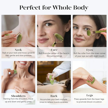 Radiant Skin Gua Sha & Jade Roller Set | For Glowing Skin and Relaxation