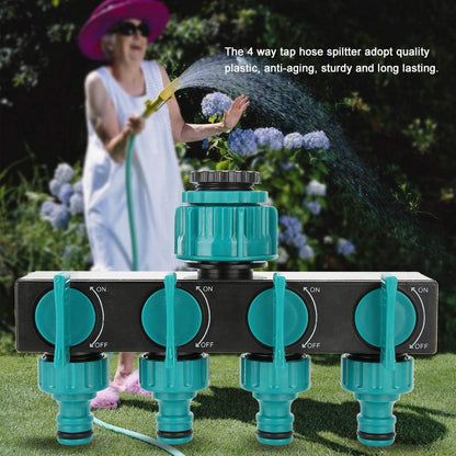 Universal 4-Way Garden Hose Splitter – Adjustable Water Tap Distributor for Multiple Hoses