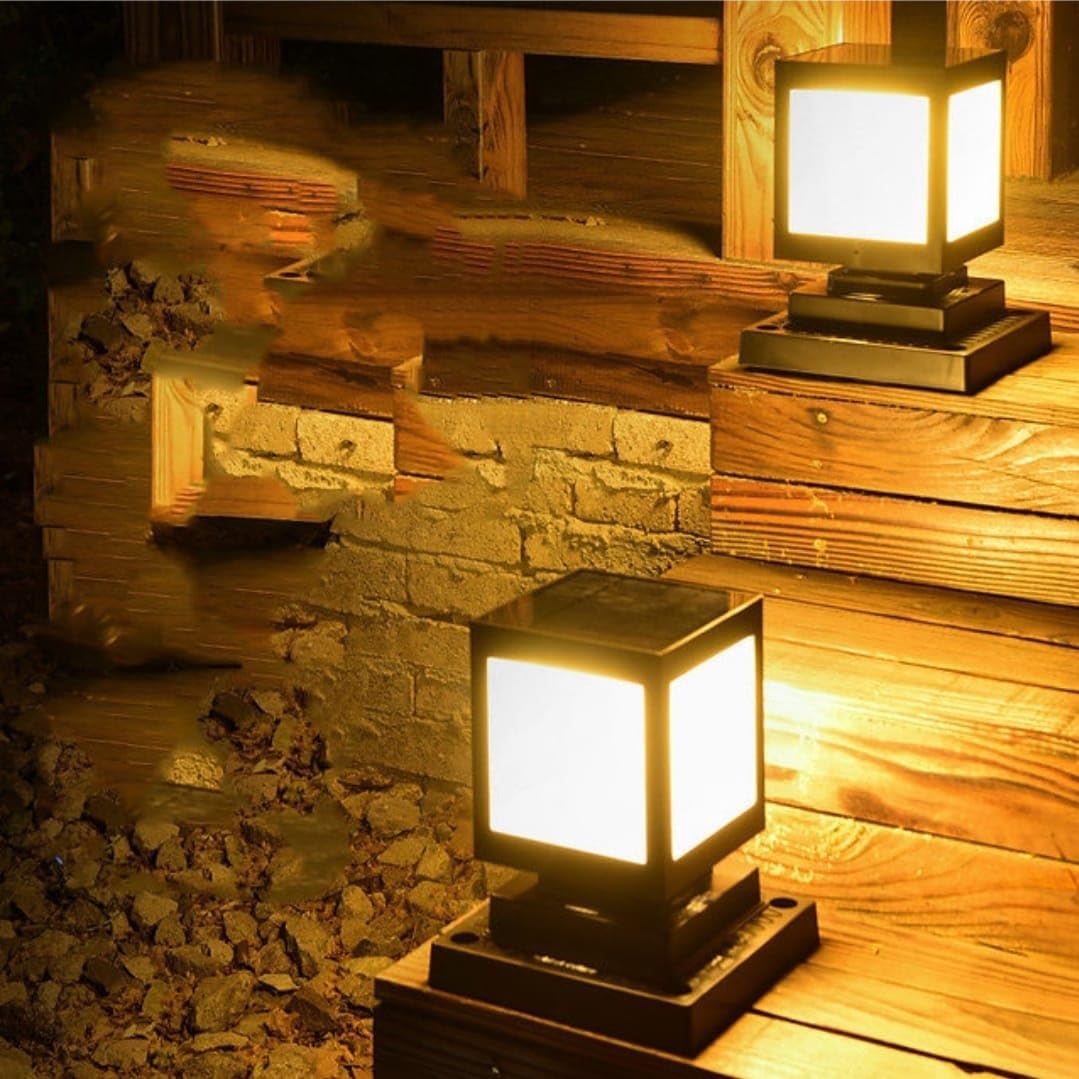 Solar LED Square Garden Lantern – Decorative Outdoor Lighting for Pathways and Patios