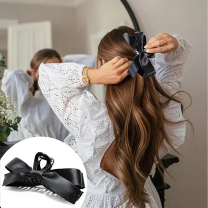 Elegant Satin Bow Hair Claw Clips