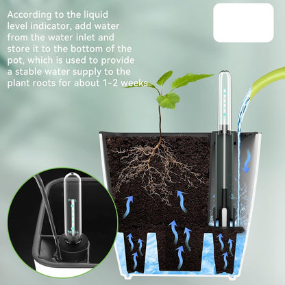 Self-Watering Flower Pot with Built-In Irrigation System – Indoor and Outdoor Planter for Easy Plant Care