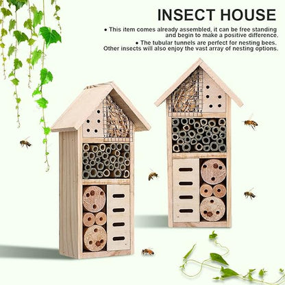 Wooden Insect Habitat - Bee and Bug-Friendly Shelter for Garden and Patio