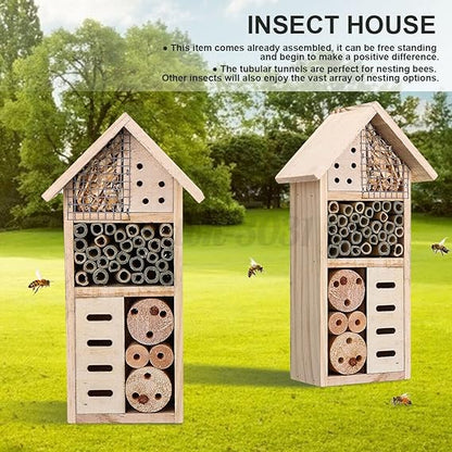 Wooden Insect Habitat - Bee and Bug-Friendly Shelter for Garden and Patio