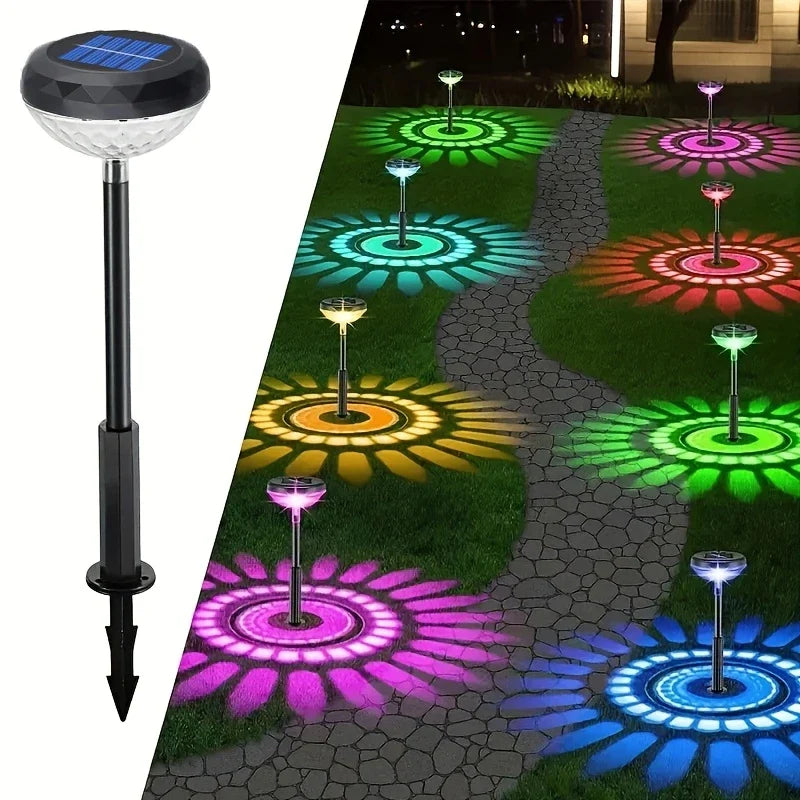 Solar LED Garden Lamp with Color-Changing Light – Outdoor Lighting with Floral Pattern