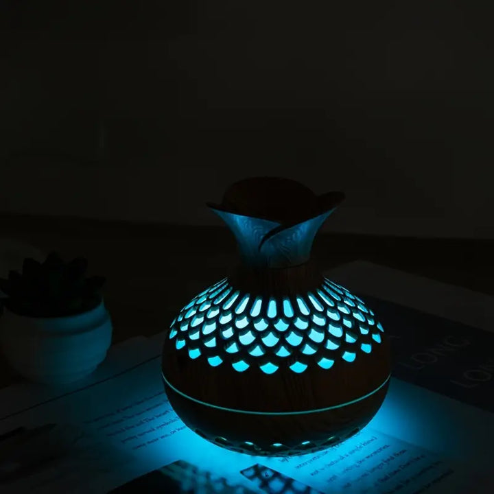 Wooden Aromatherapy Humidifier with LED Diffuser and Night Light for Relaxation