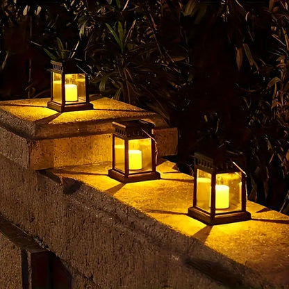 Solar LED Lantern with Hanging Clip and Light Wire – Waterproof Outdoor Lighting for Patio and Balcony