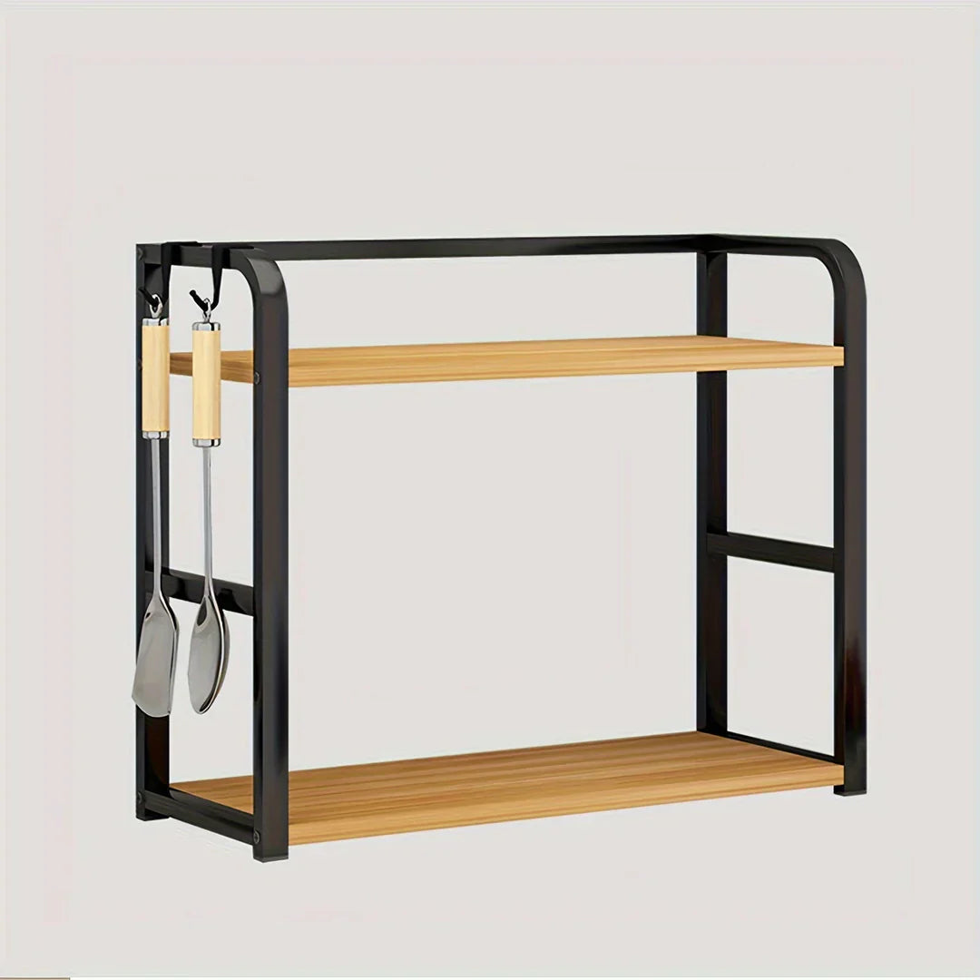 Stainless Steel & Wood Kitchen Storage Rack
