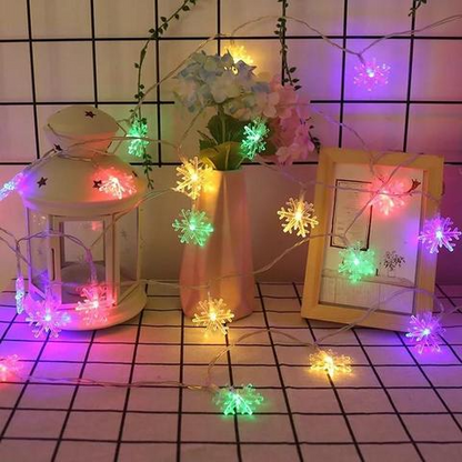 LED Snowflake String Lights for Indoor and Outdoor Decoration – Warm White or Multicolour Lighting