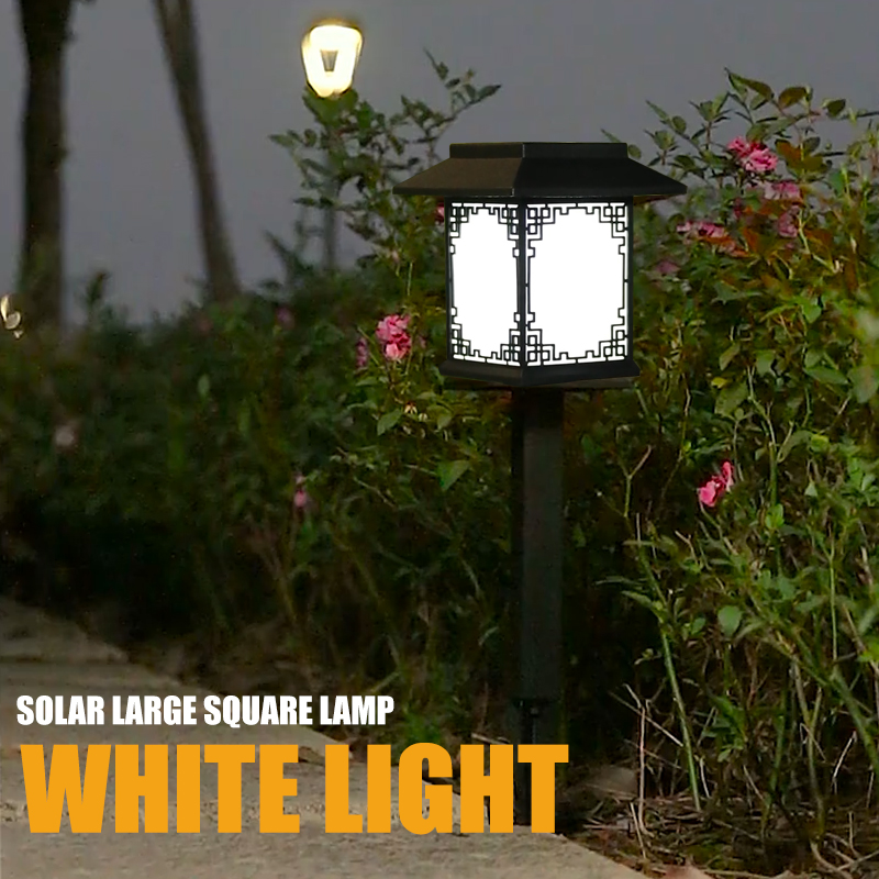 Solar LED Garden Light – Large Square Lamp with Warm Glow and Dual Functionality