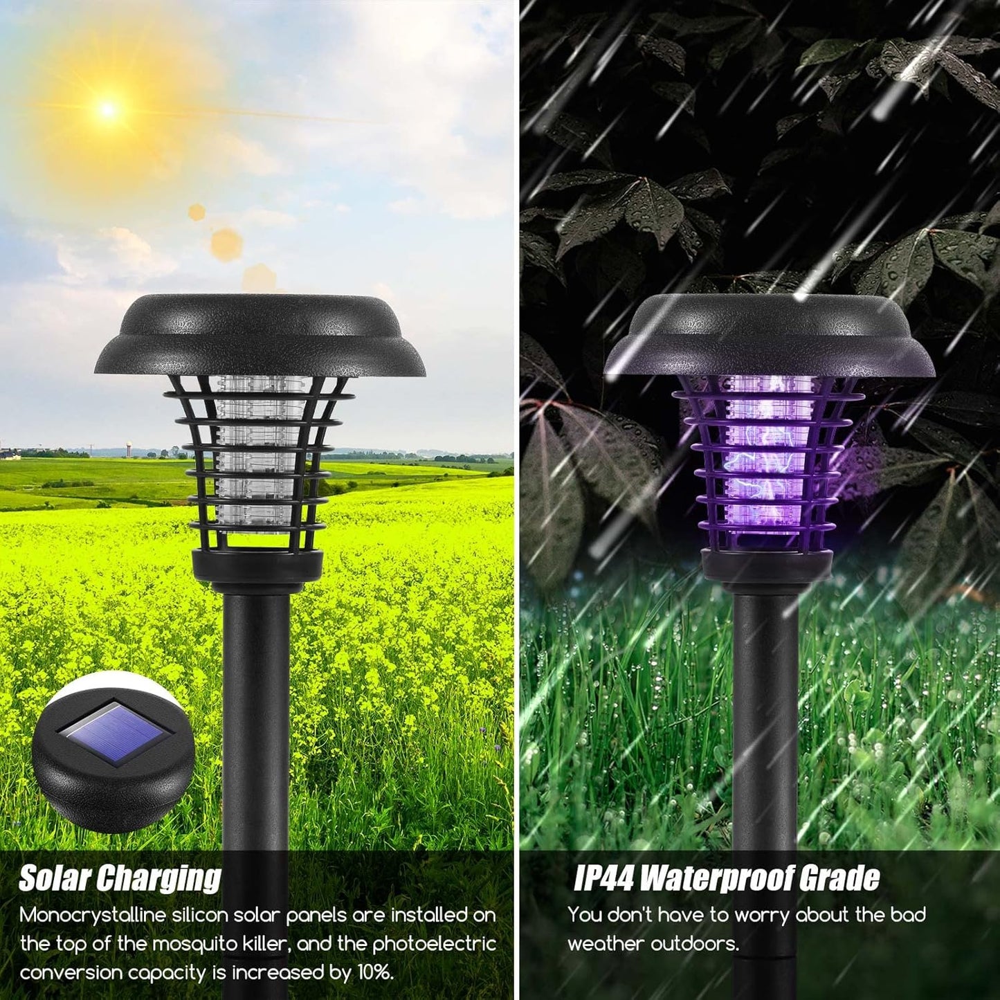 Solar Mosquito Killer Lamp with LED Light – Waterproof Insect Trap and UV Mosquito Repellent for Garden