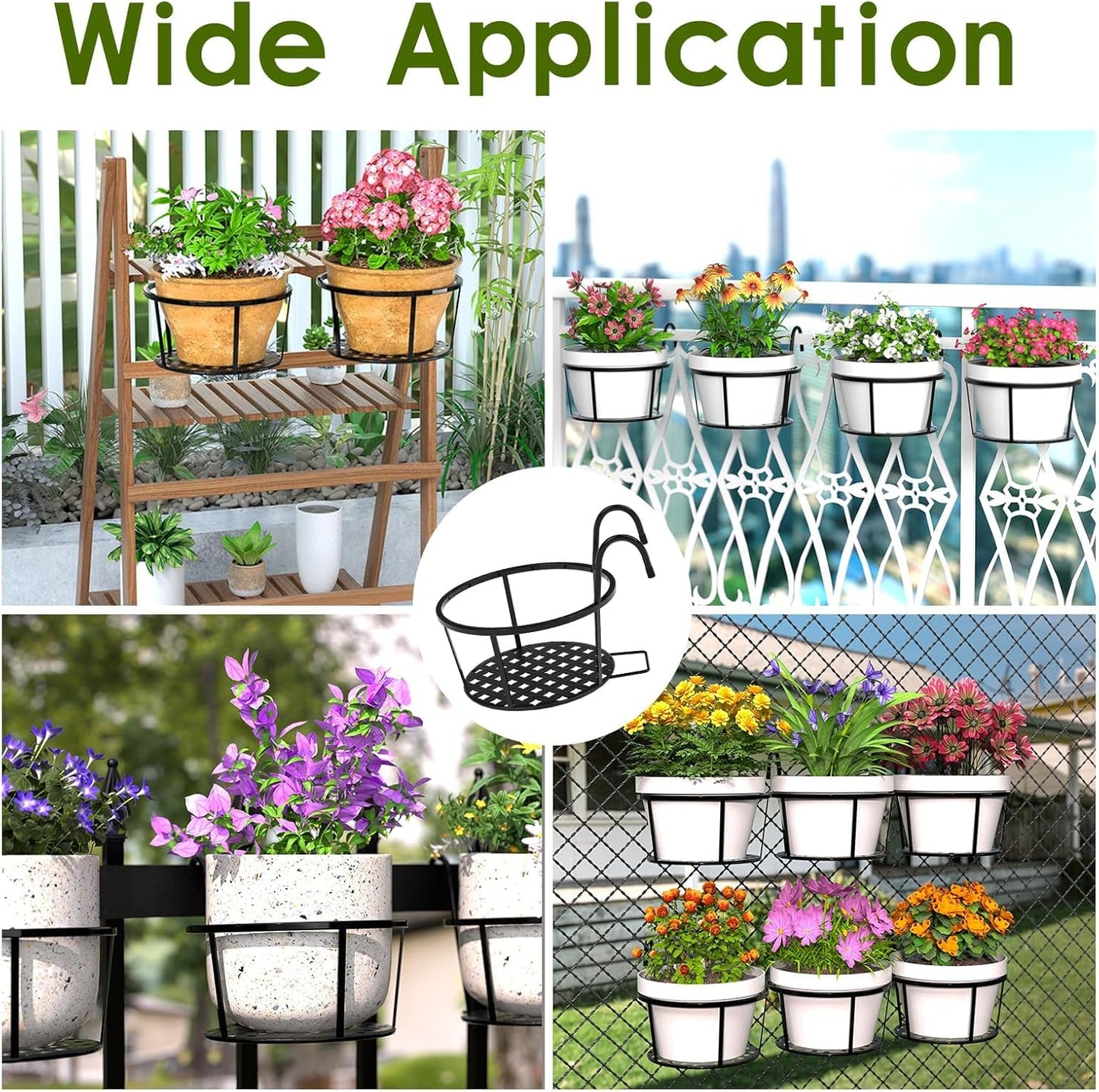 Hanging Metal Planter Basket – Garden & Terrace Pot with Hook for Outdoor Display