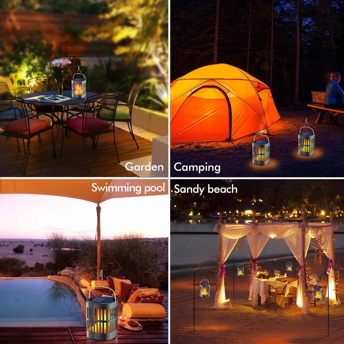 Solar LED Flame Light – Decorative Hanging Lantern for Garden and Patio Outdoor Illumination