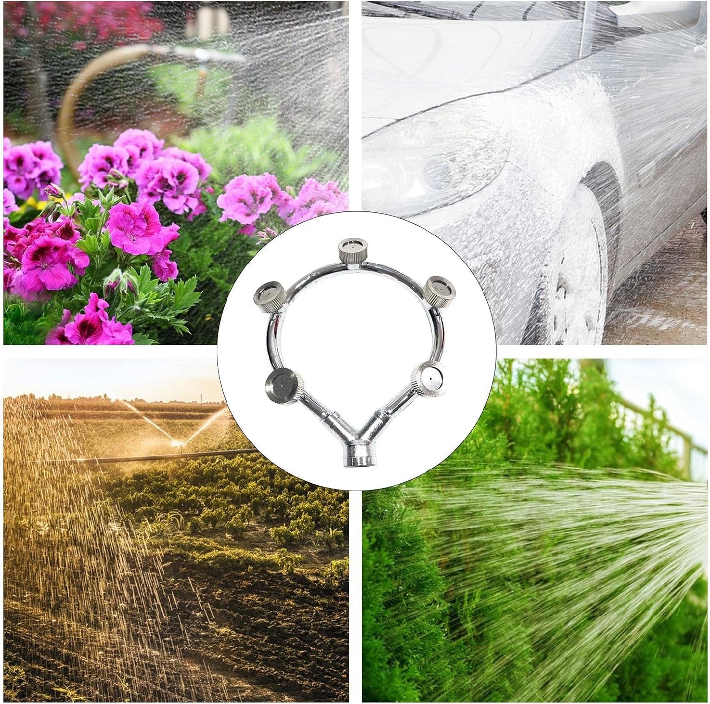 High-Pressure Stainless Steel Multi-Nozzle Sprayer - Efficient Garden Irrigation Attachment