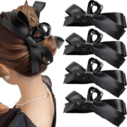 Elegant Satin Bow Hair Claw Clips