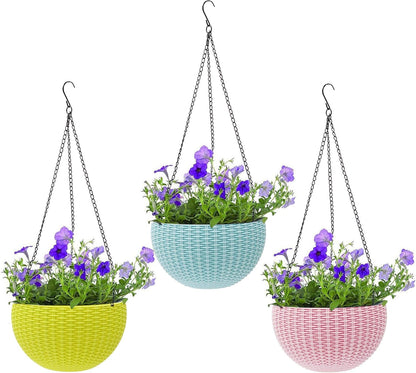 Woven Hanging Plant Basket with Chain - Perfect for Balcony and Garden Display